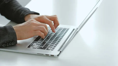 Data entry freelance job remote work hands typing Stock Footage 104923669