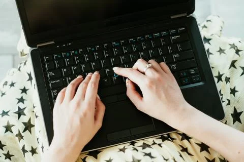 Data entry freelance job remote work hands typing Stock Photos