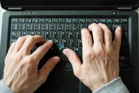 Data entry freelance job remote work hands typing Stock Photos