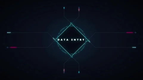 Data entry hud interface animation with digital circuitry and cybernetic ui.. 库存影片 344855452