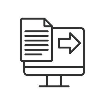 Data entry icon in line design. data input, document upload, information Stock Illustration