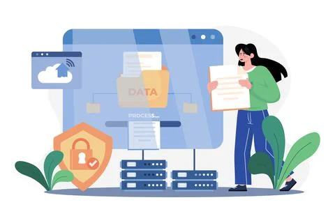 Data Entry Illustration concept. A flat illustration isolated on white backgr Stock Illustration
