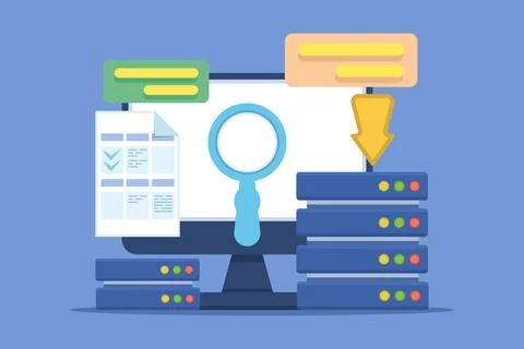 Data Entry or Database Administrator Concepts. Storing and managing data. Stock Illustration