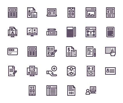 Data Entry Premium Vector Bundle with 28 256x256 Display Perfect Bold Line .. Illustrazione stock