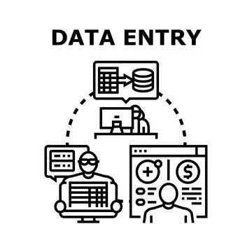 Data entry process creating digital information records Stock Illustration