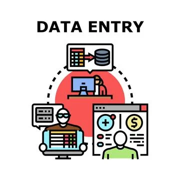 Data entry process creating digital information records Stock Illustration