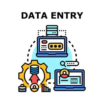 Data entry process, management, and security concept Stock Illustration