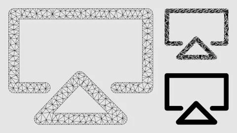 Data Entry Vector Mesh Wire Frame Model and Triangle Mosaic Icon イラスト素材
