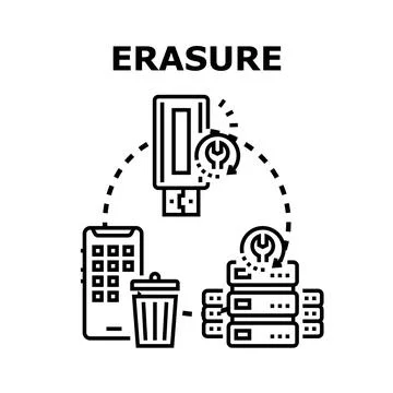 Data erasure concept with digital devices and server Stock Illustration