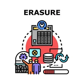 Data erasure process destroying information systematically Stock Illustration