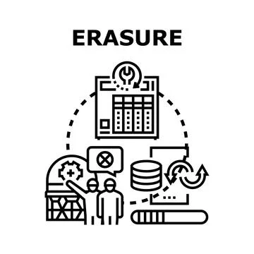 Data erasure process destroying information systematically Stock Illustration