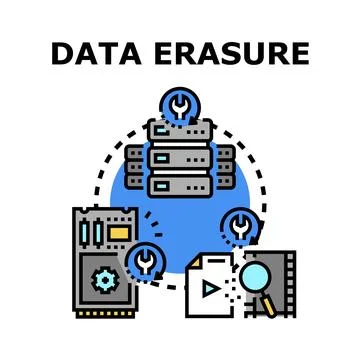 Data erasure processing digital information security concept 스톡 일러스트
