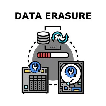Data erasure processing information security deleting concept Stock Illustration