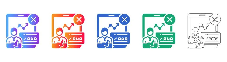Data Error and Business Analytics Alert Icon Set Stock Illustration