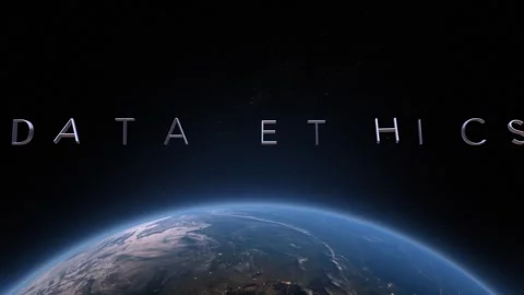 Data Ethics 3D title animation on the planet Earth background Stock Footage 296129084