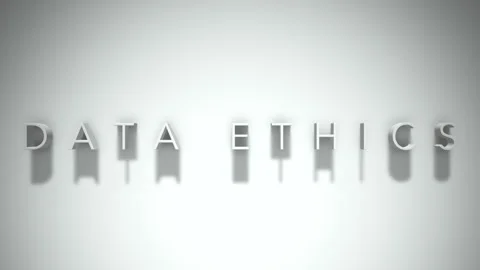 Data Ethics 3D title animation with shadows on a white background Stock Footage 296521443
