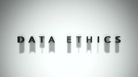 Data Ethics 3D title animation matte black text on a white background Stock Footage 300716451