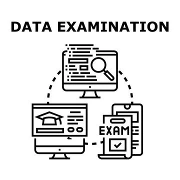 Data examination process, analysis, and online education concept Illustrazione stock