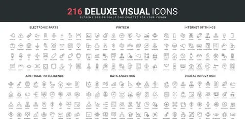 Data exchange and analytics, fintech innovation, AI and Internet of things line イラスト素材