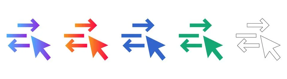 Data Exchange and Cursor Arrow Icons Illustrazione stock