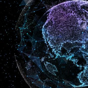 Data exchange and global network over the world 3d illustration. Stock Illustration