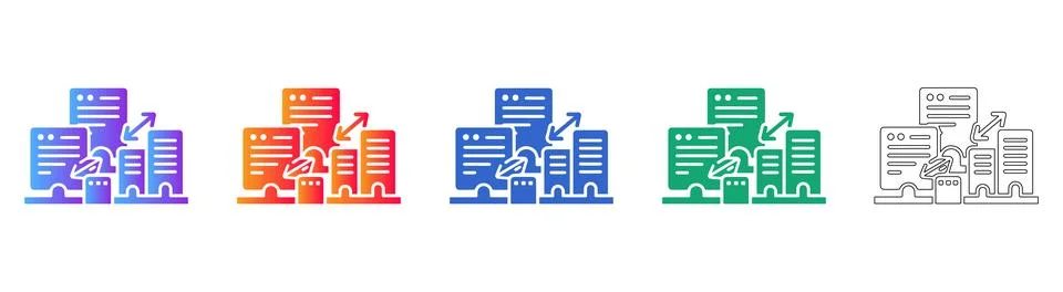 Data Exchange and Server Synchronization Icon Set Stock-Illustration