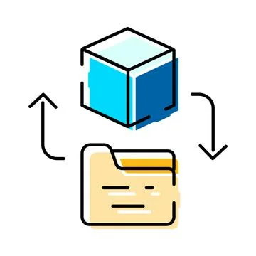 Data exchange between cube and folder system Stock Illustration