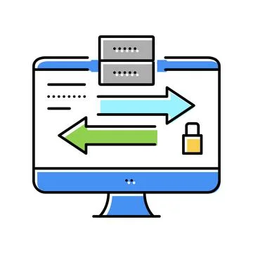 Data exchange between servers color icon vector illustration Illustrazione stock