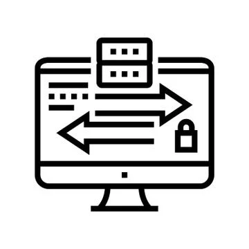 Data exchange between servers line icon vector illustration Illustrazione stock