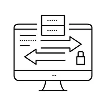 Data exchange between servers line icon vector illustration 스톡 일러스트