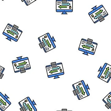 Data exchange between servers vector seamless pattern 스톡 일러스트
