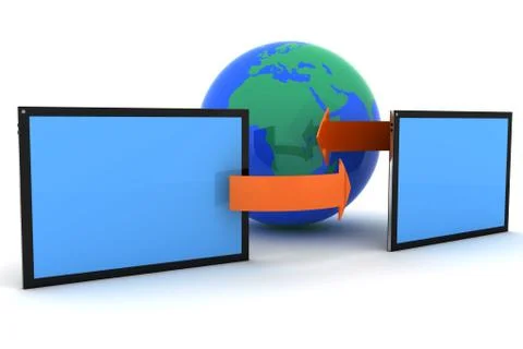 Data exchange between two devices Stock Illustration