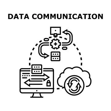 Data exchange communication sharing information through network Stock Illustration
