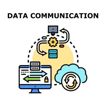 Data exchange communication sharing information through network Stock Illustration