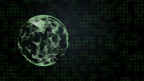 Data exchange concept. 3D rendering elements network on the surface of planet Stockillustratie