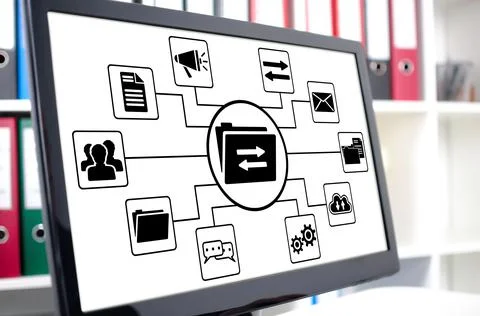 Data exchange concept on a computer screen Foto stock