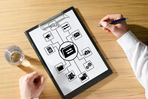 Data exchange concept on a desk Foto stock