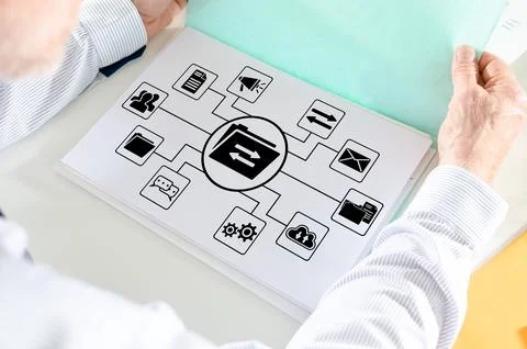 Data exchange concept on a paper Stockfoto's