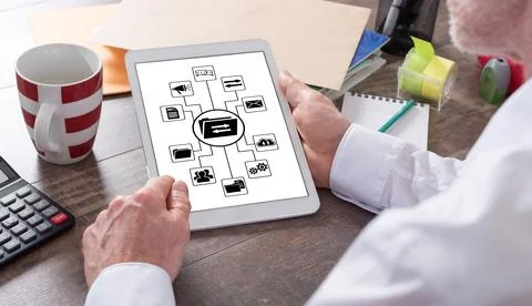 Data exchange concept on a tablet Foto stock