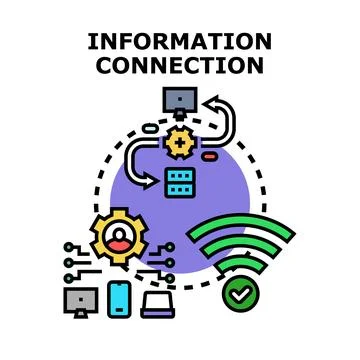 Data exchange connecting digital devices to information network Stock Illustration