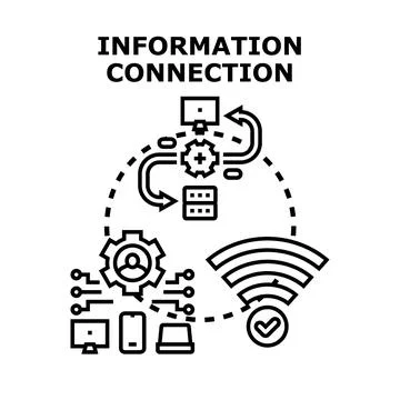 Data exchange connecting digital devices to information network Stock Illustration