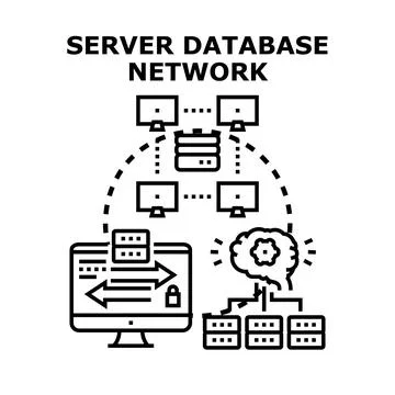 Data exchange connecting server database network infrastructure Stock Illustration