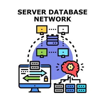 Data exchange connecting server database network infrastructure Stock Illustration