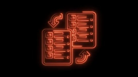 Data exchange neon animation sharing information two documents with arrows Stock Footage 322971629