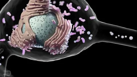 Data exchange of neurons , a specialized cell transmitting nerve impulses; a  Stockillustratie