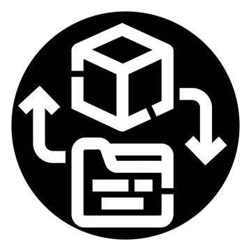 Data exchange process between a digital folder and a 3d box Stock Illustration