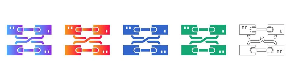 Data Exchange Server Connection Icons Stock Illustration
