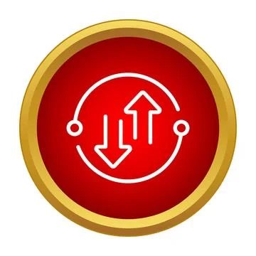 Data exchange synchronizing arrows in a red circle icon Stock Illustration