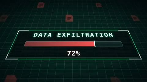 Data exfiltration green terminal documents deep angle perspective loop Stock Footage 343624787