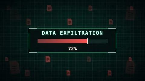 Data exfiltration green terminal file transfer progress hacker loop Stock Footage 343535979